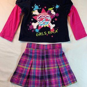 Girl's 2pcs. Girl's Rock Plaid Skirt Set Size 2T